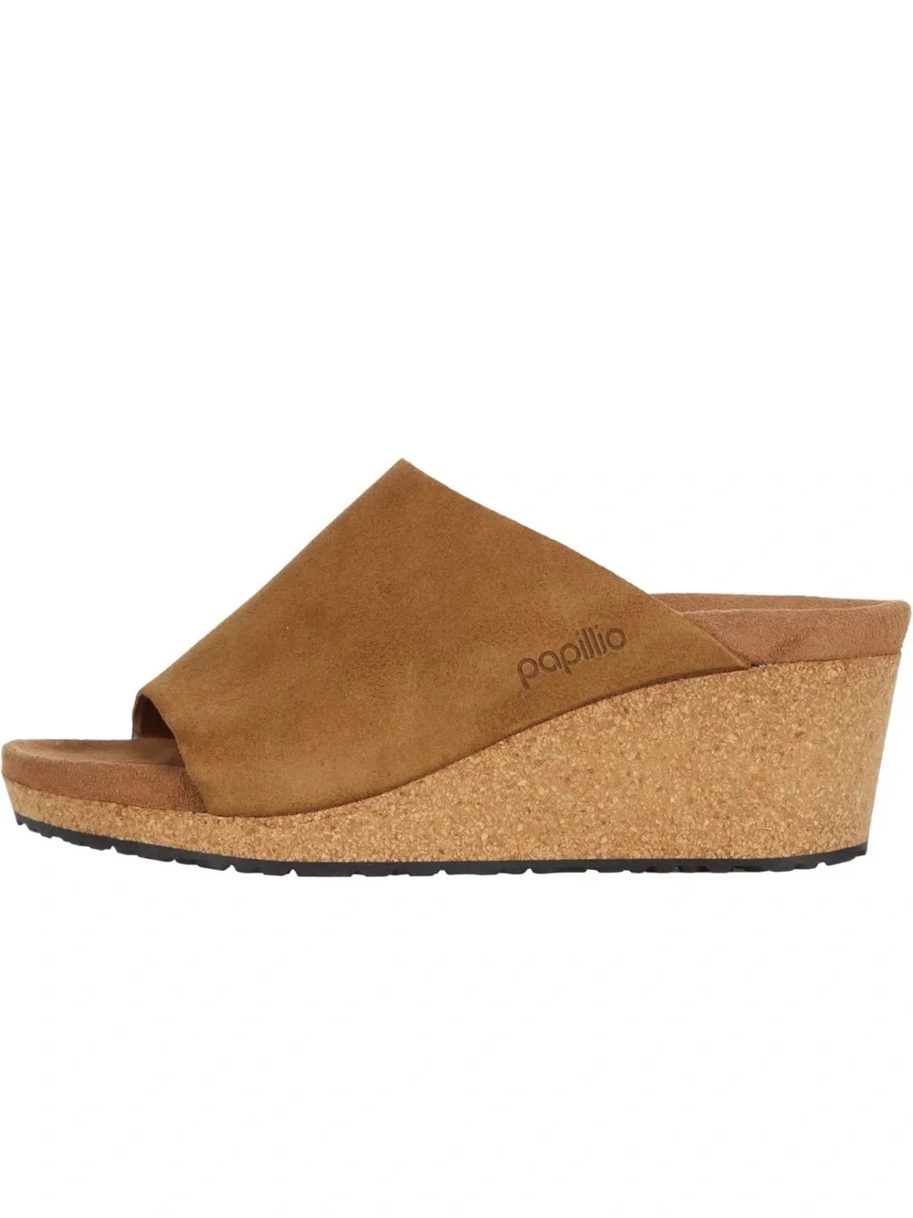 Birkenstock Papillo Suede Brown Cork Wedge Slip On Mules Sandals 40/9